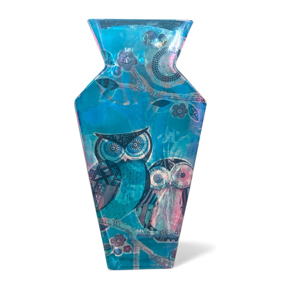 Blue Owl Art Vase